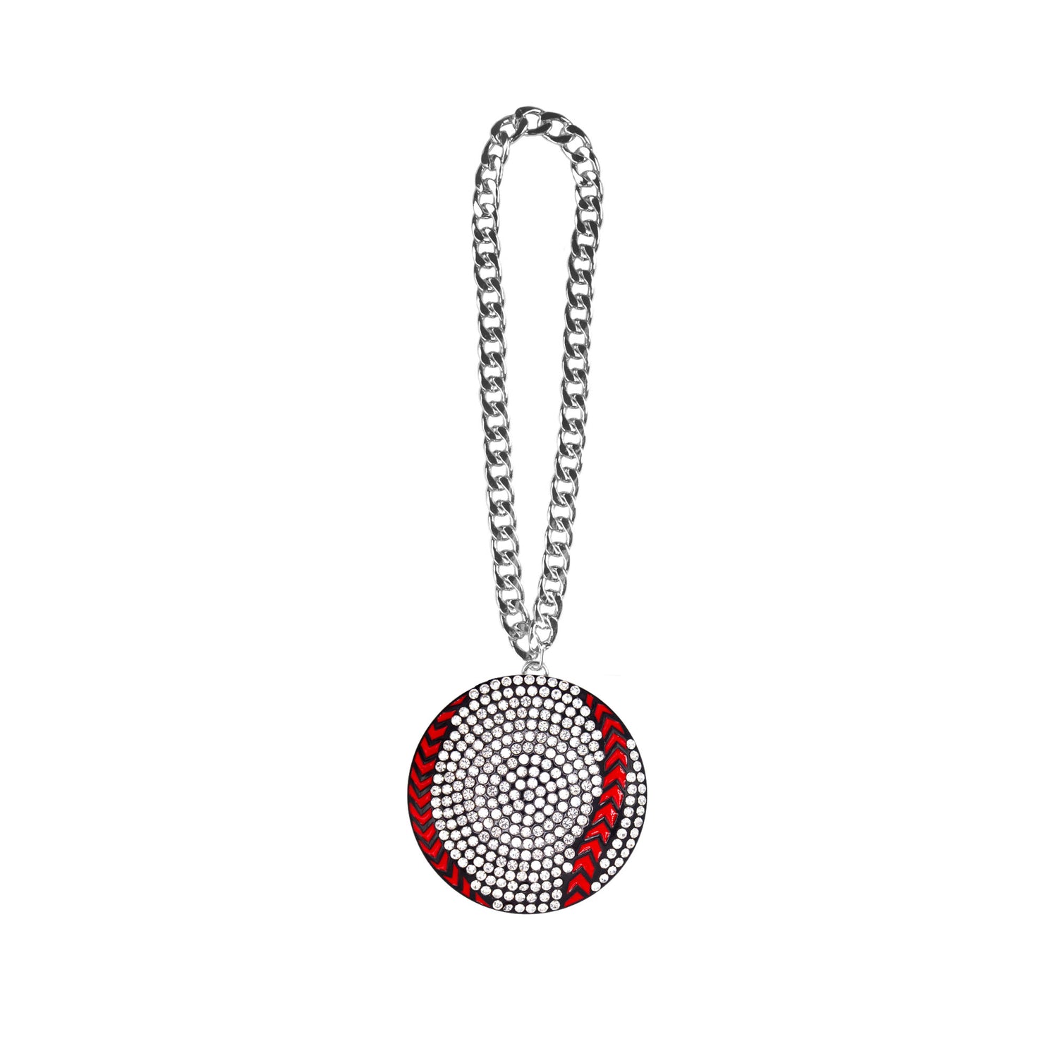 BASEBALL/SOFTBALL STONE CHAIN BLACK/CLEAR/RED