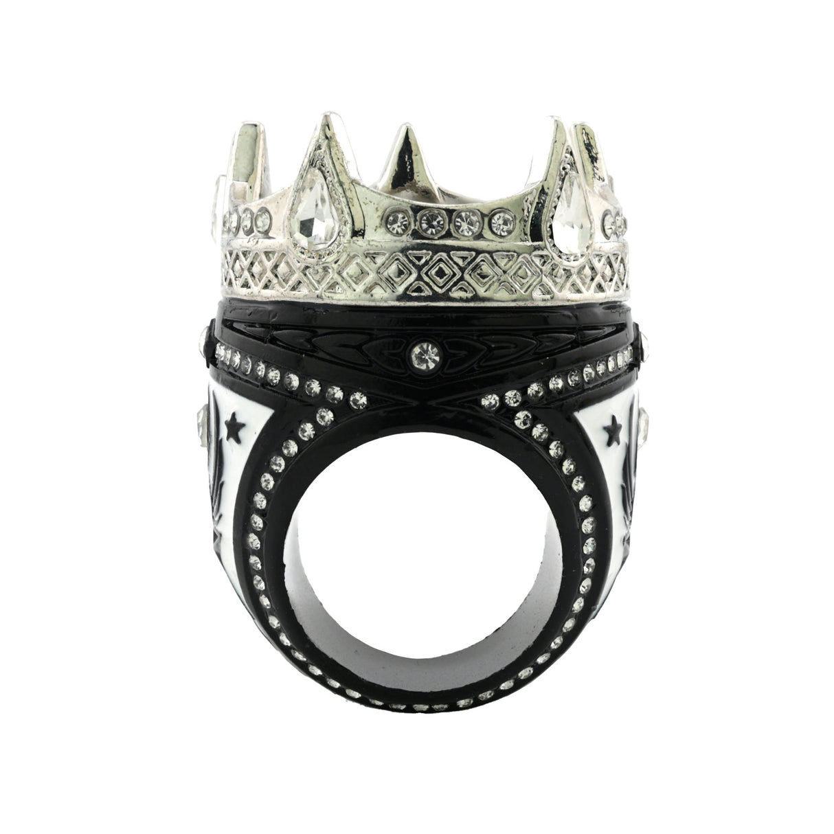CROWN26 BLACK&SILVER RING