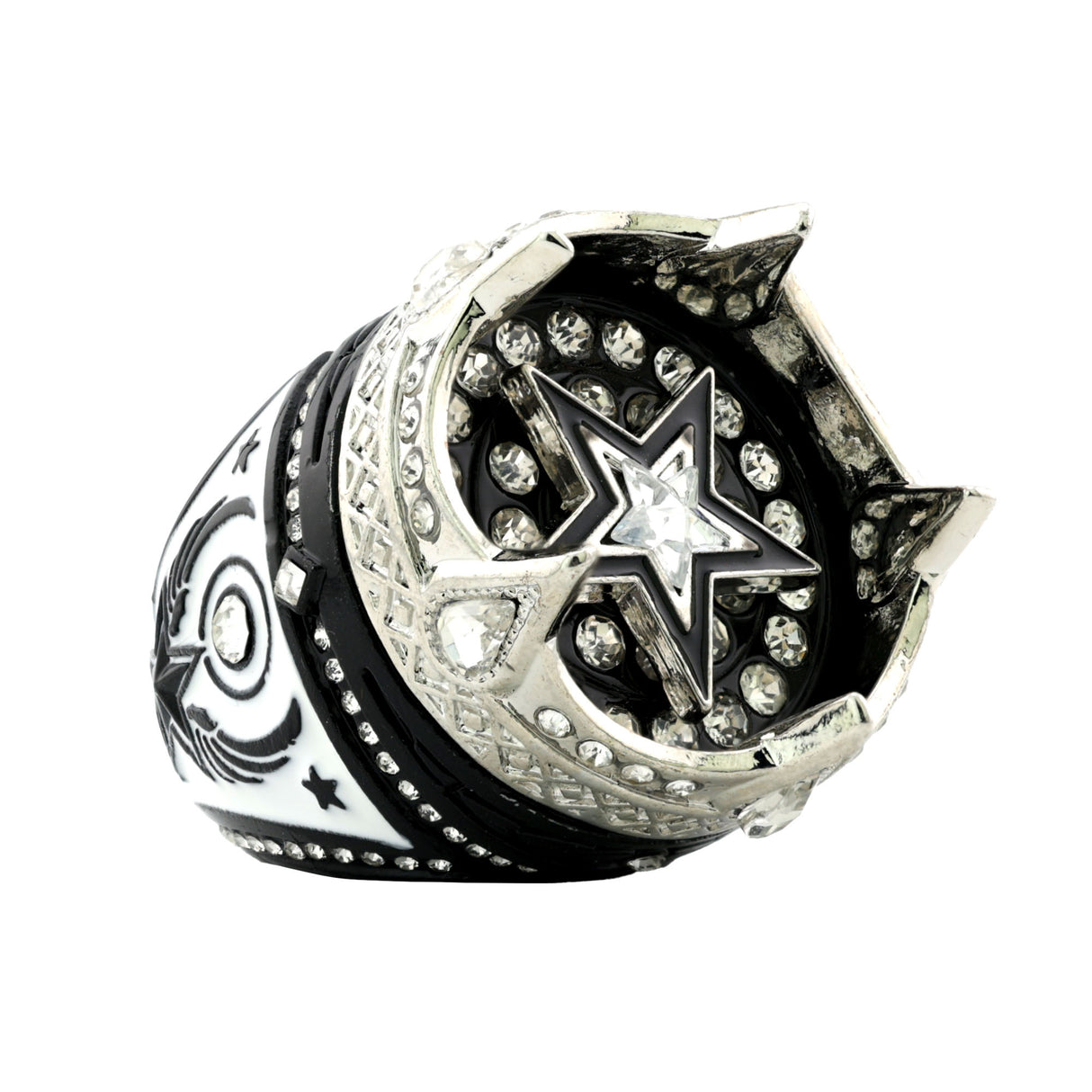 CROWN26 BLACK&SILVER RING
