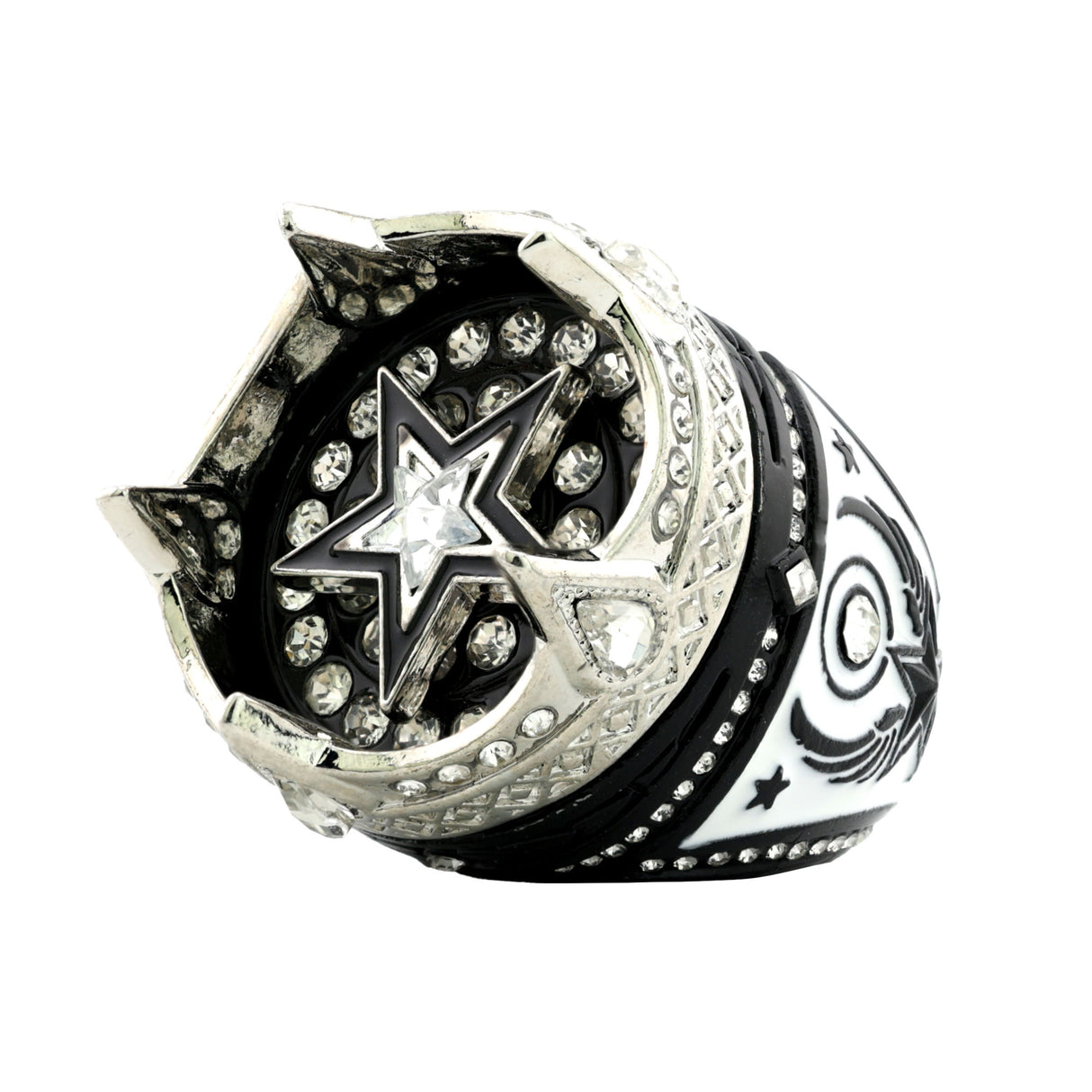 CROWN26 BLACK&SILVER RING