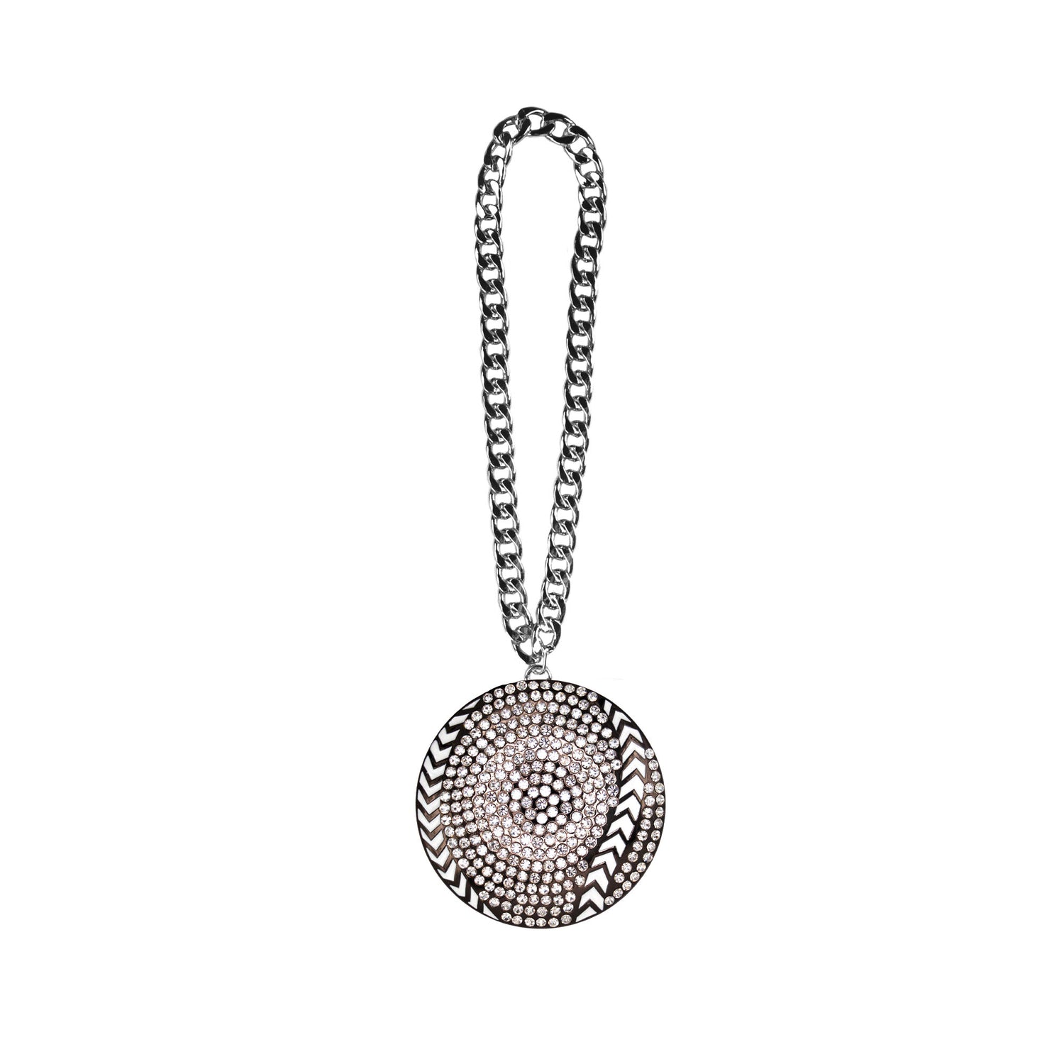 BASEBALL/SOFTBALL STONE CHAIN GUNMETAL/CLEAR/WHITE