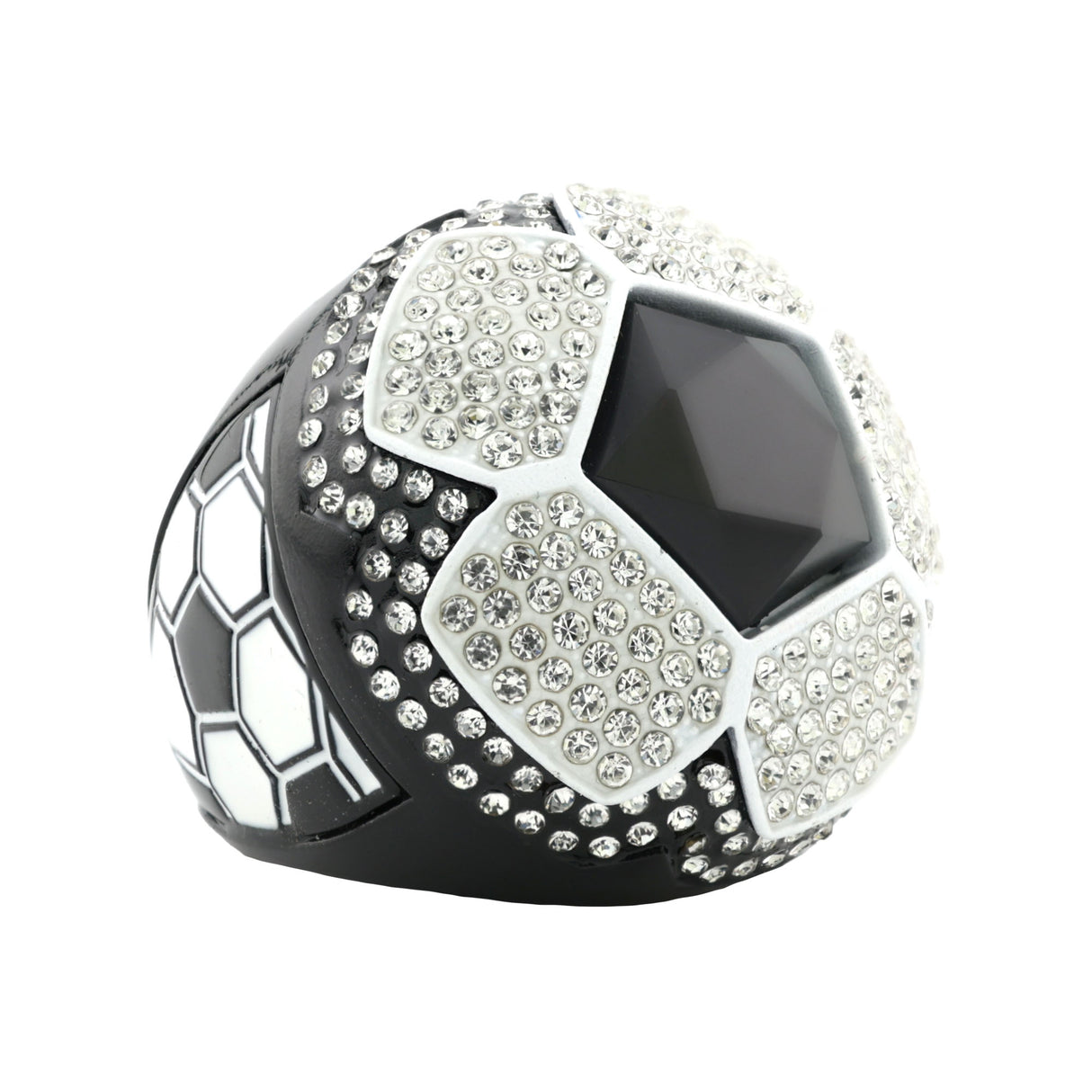 SOCCER25 BLACK&WHITE ALL STONES RING