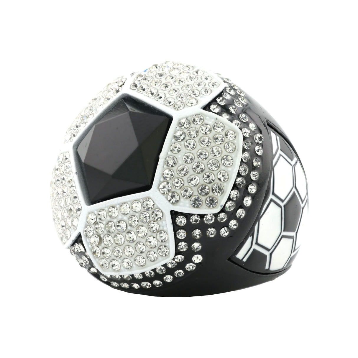 SOCCER25 BLACK&WHITE ALL STONES RING
