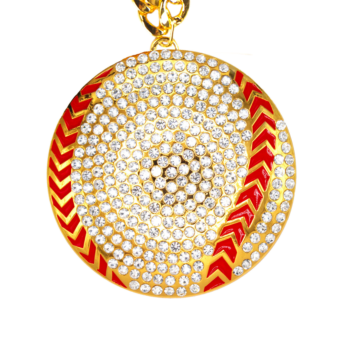 BALL STONE CHAIN GOLD/CLEAR/RED