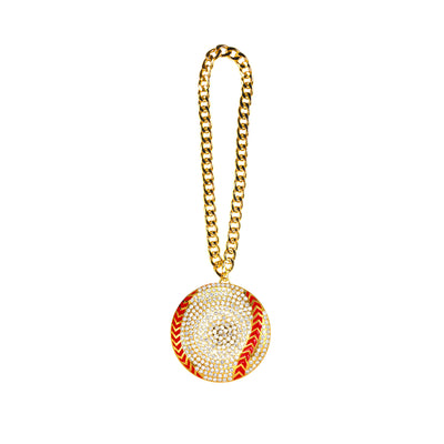 BALL STONE CHAIN GOLD/CLEAR/RED