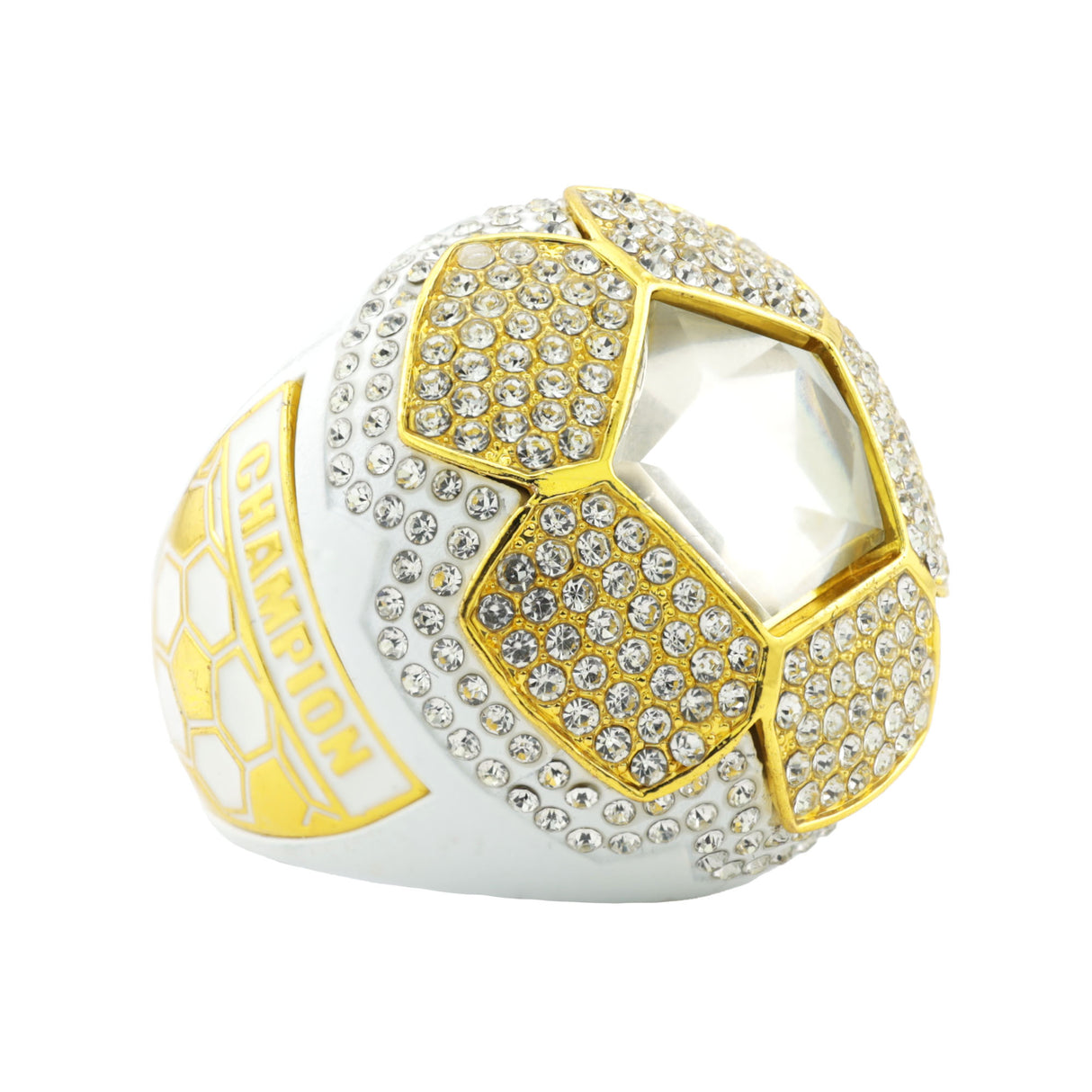 SOCCER25 WHITE&GOLD CHAMPIONS RING