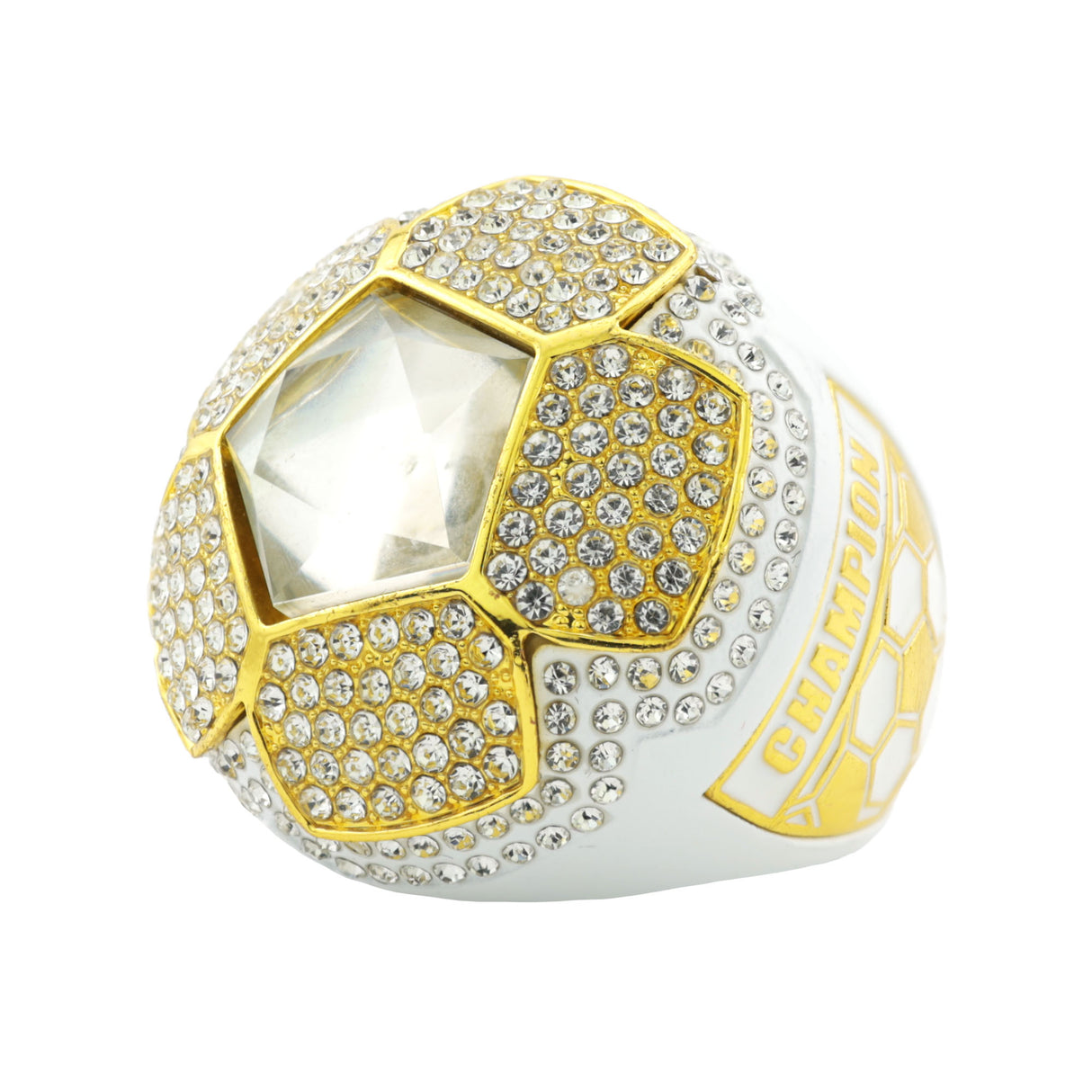 SOCCER25 WHITE&GOLD CHAMPIONS RING