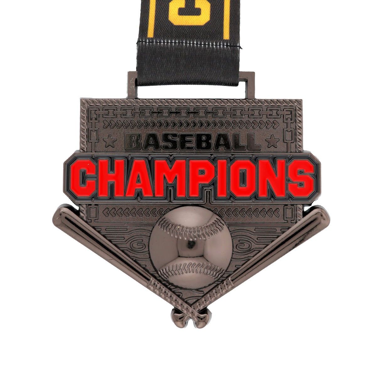 MED26 4'' BASEBALL GUNMETAL CHAMPIONS MEDAL