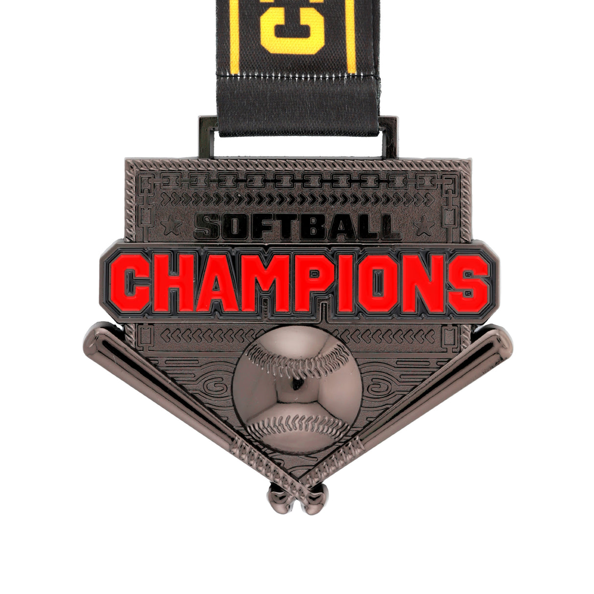 MED26 4'' SOFTBALL GUNMETAL CHAMPIONS MEDAL
