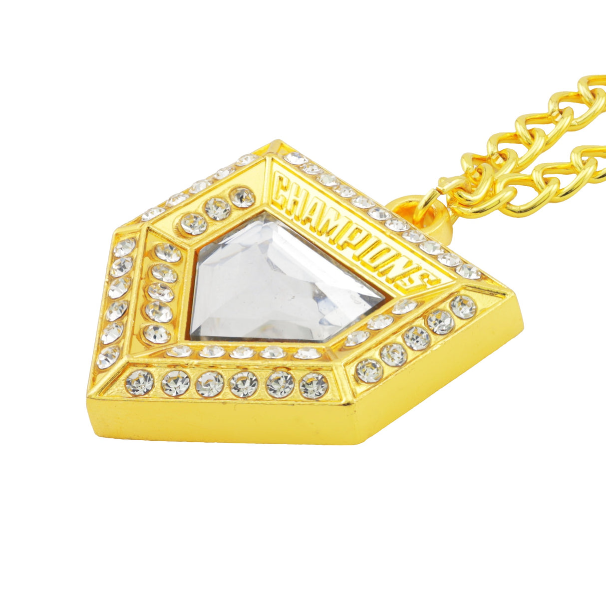 PENDANT26 CHAMPIONS HOMEPLATE CHAIN GOLD/CLEAR