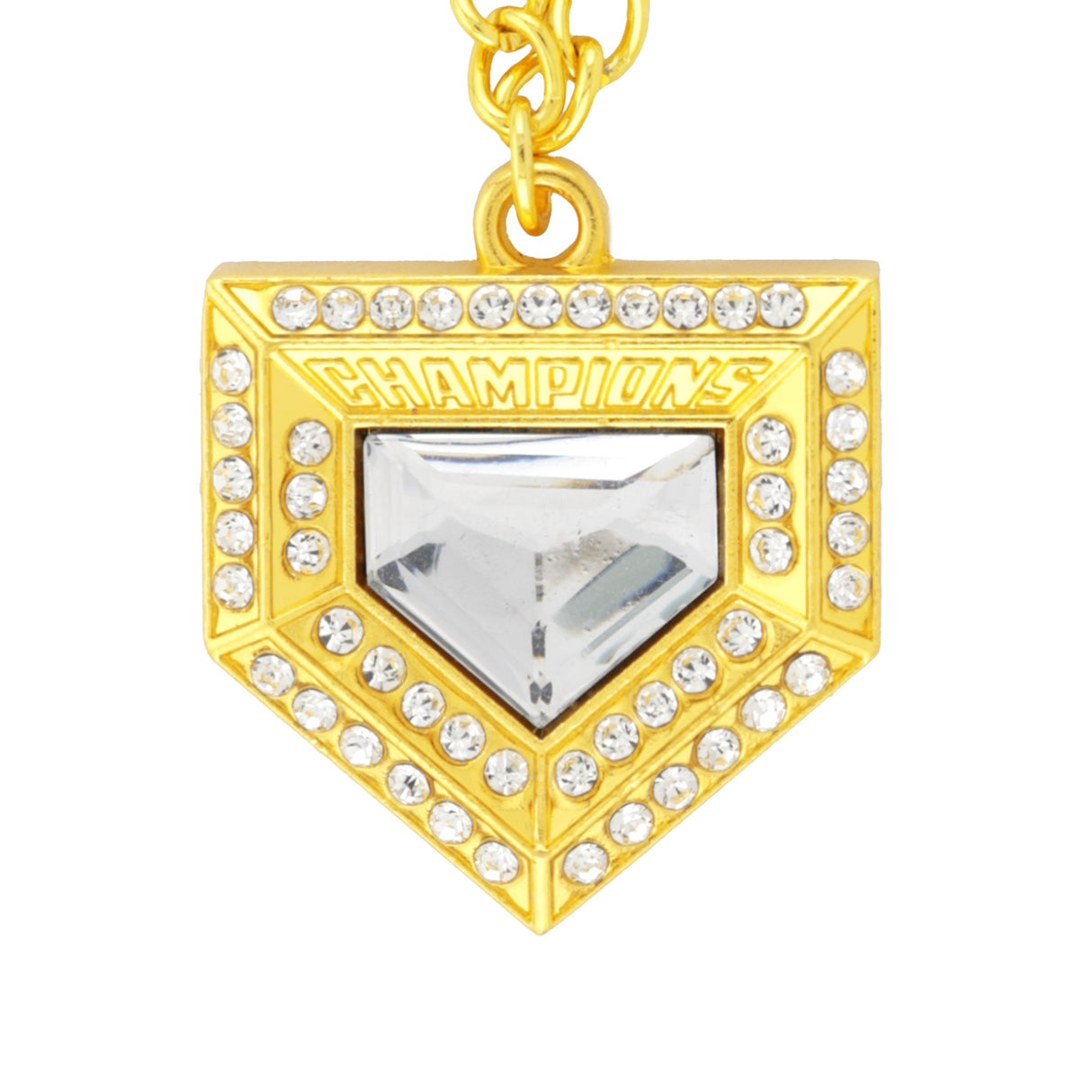 PENDANT26 CHAMPIONS HOMEPLATE CHAIN GOLD/CLEAR