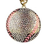 BASEBALL/SOFTBALL STONE CHAIN GOLD/CLEAR/PINK