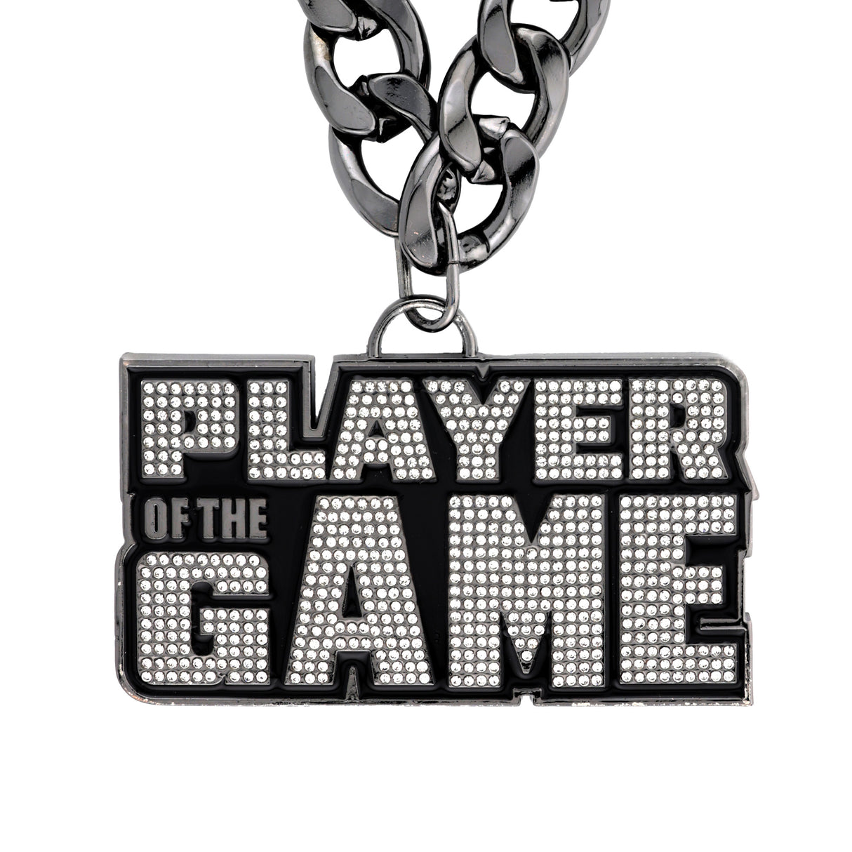 PLAYER OF THE GAME STONE CHAIN GUNMETAL&CLEAR