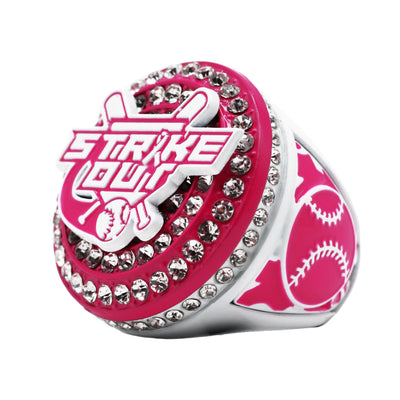 STRIKEOUT 4 CANCER PINK RING