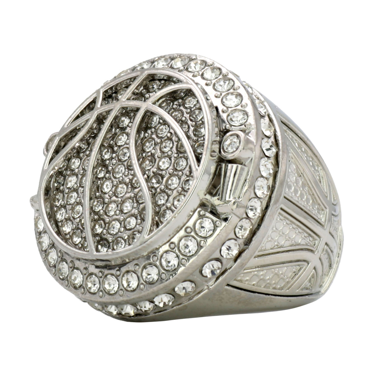 BASKETBALL3 SILVER ALL STONES RING