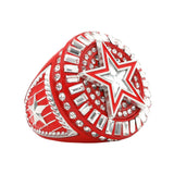 STAR26 SILVER&RED RING