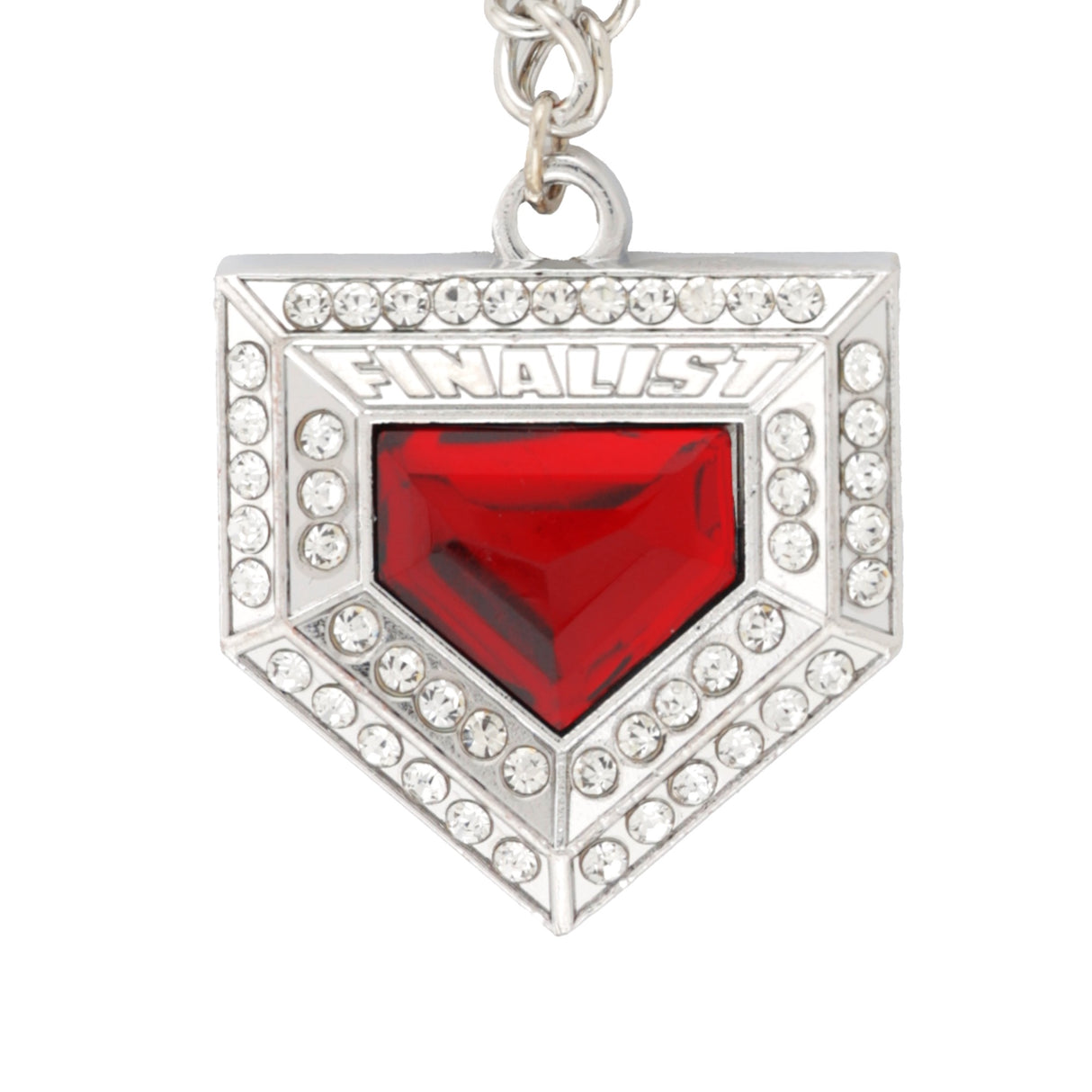 PENDANT26 FINALIST HOMEPLATE CHAIN SILVER/RED