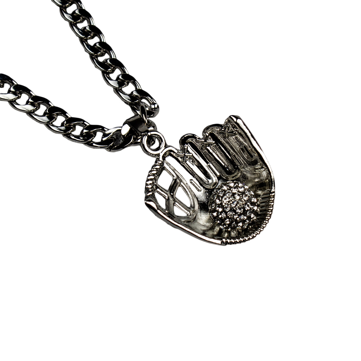 Metallic Grey Glove Necklace